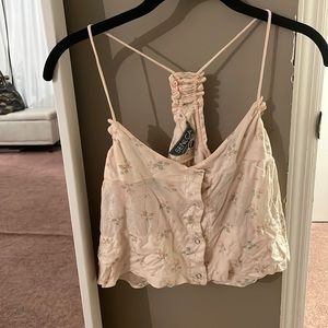 Seneca Rising light pink floral crop top size 0
